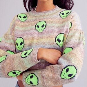 UO Lennon alien knit cropped sweater